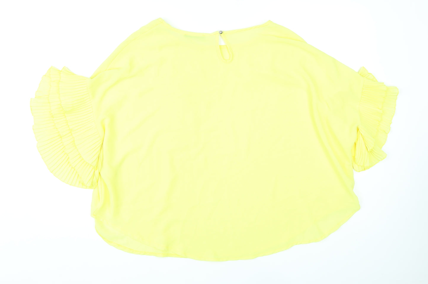 Quiz Womens Yellow Polyester Basic Blouse Size M Round Neck
