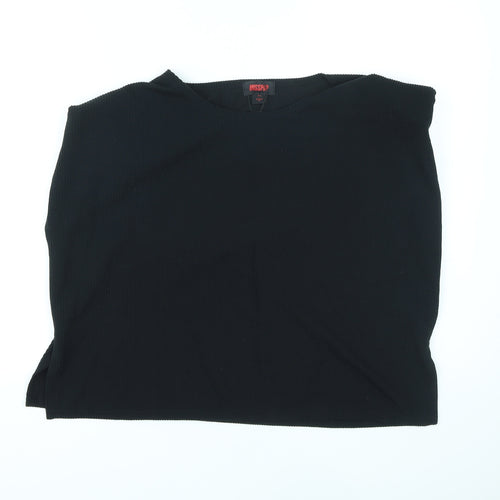 Misspap Womens Black Polyester Basic Tank Size M Round Neck - Shoulder pads