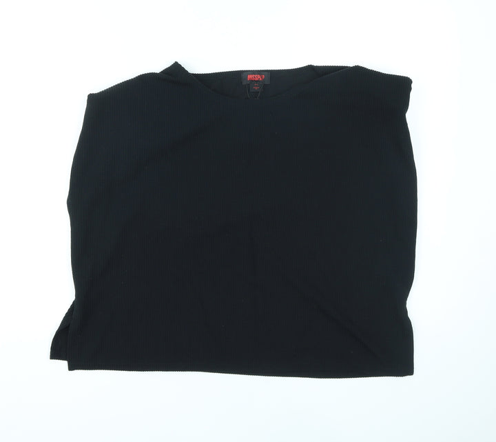 Misspap Womens Black Polyester Basic Tank Size M Round Neck - Shoulder pads