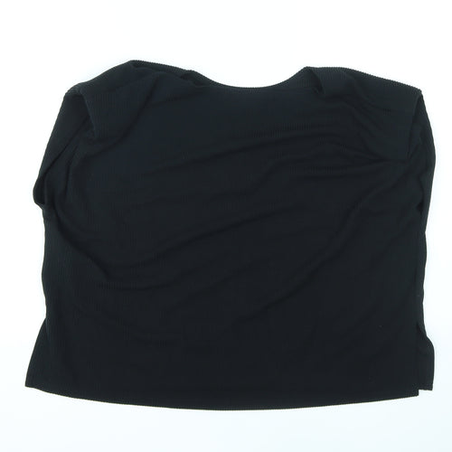 Misspap Womens Black Polyester Basic Tank Size M Round Neck - Shoulder pads