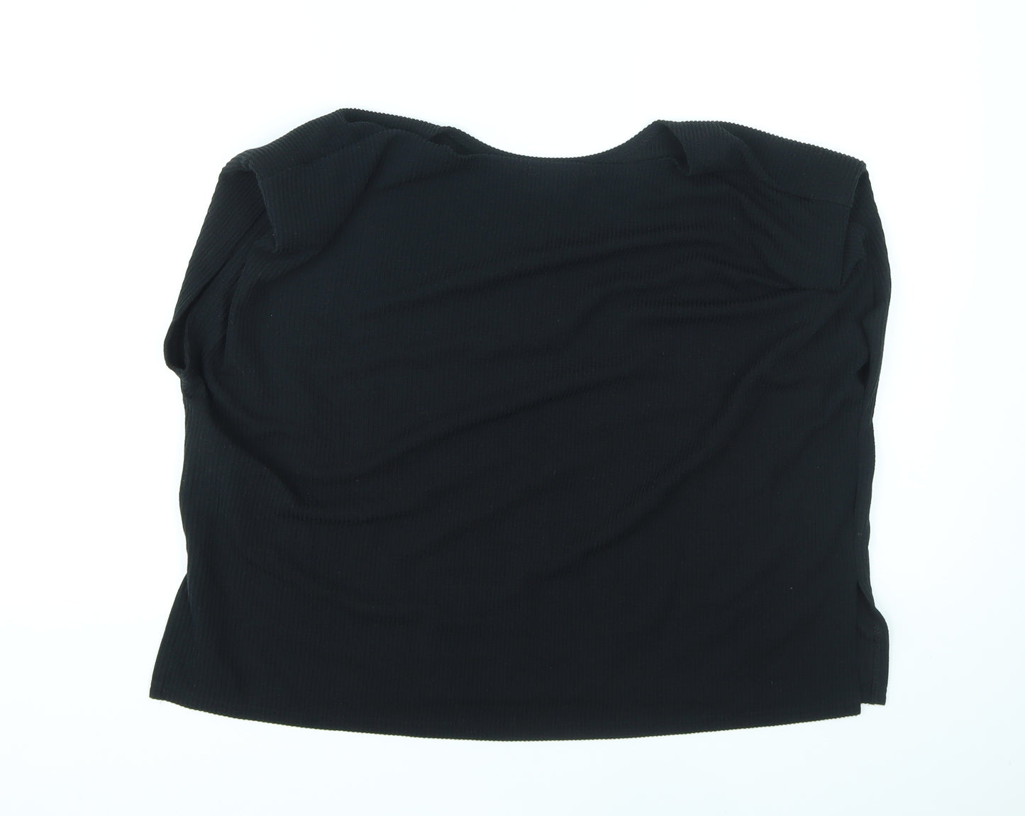 Misspap Womens Black Polyester Basic Tank Size M Round Neck - Shoulder pads