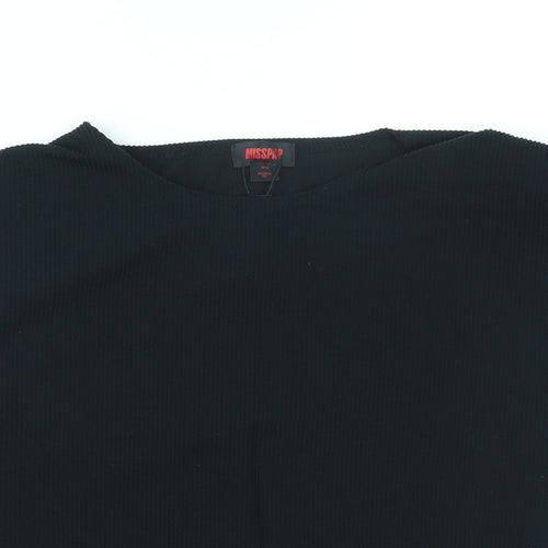 Misspap Womens Black Polyester Basic Tank Size M Round Neck - Shoulder pads