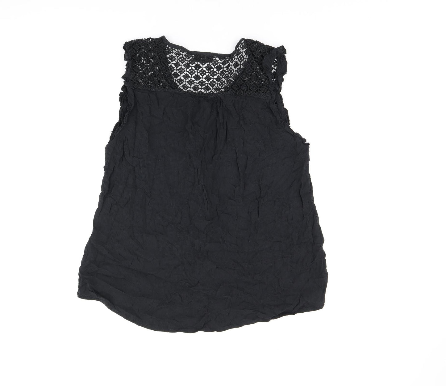 Yessica Womens Black Cotton Basic Button-Up Size 14 V-Neck