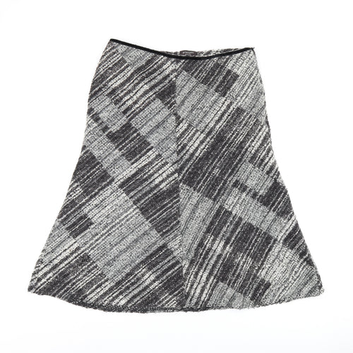 Principles Womens Grey Geometric Acrylic Flare Skirt Size 14 Zip
