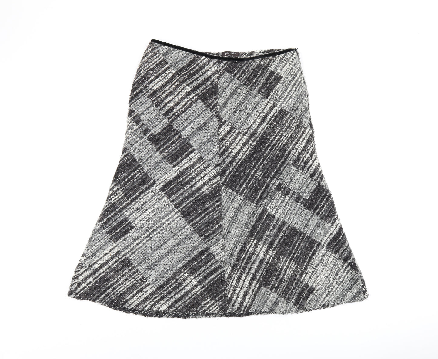 Principles Womens Grey Geometric Acrylic Flare Skirt Size 14 Zip