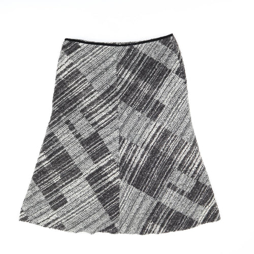 Principles Womens Grey Geometric Acrylic Flare Skirt Size 14 Zip