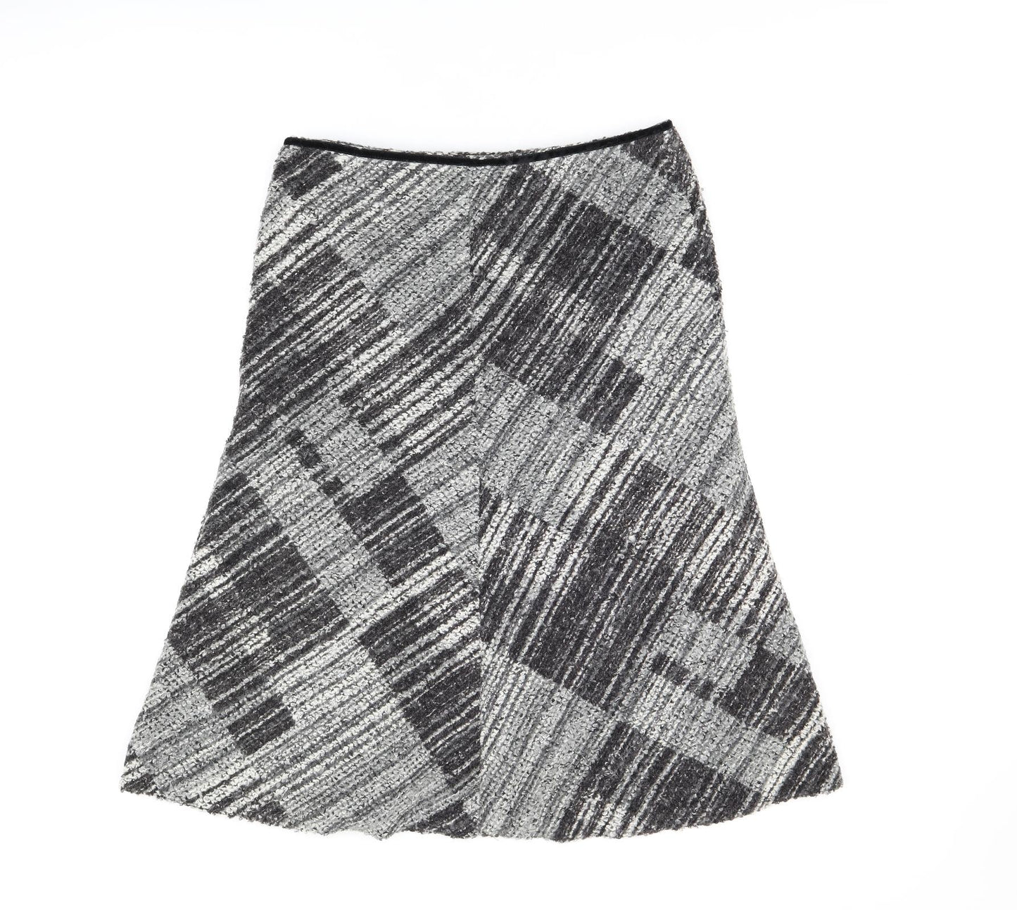 Principles Womens Grey Geometric Acrylic Flare Skirt Size 14 Zip