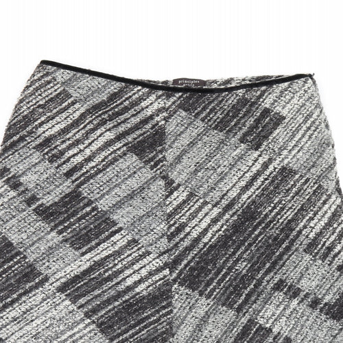 Principles Womens Grey Geometric Acrylic Flare Skirt Size 14 Zip
