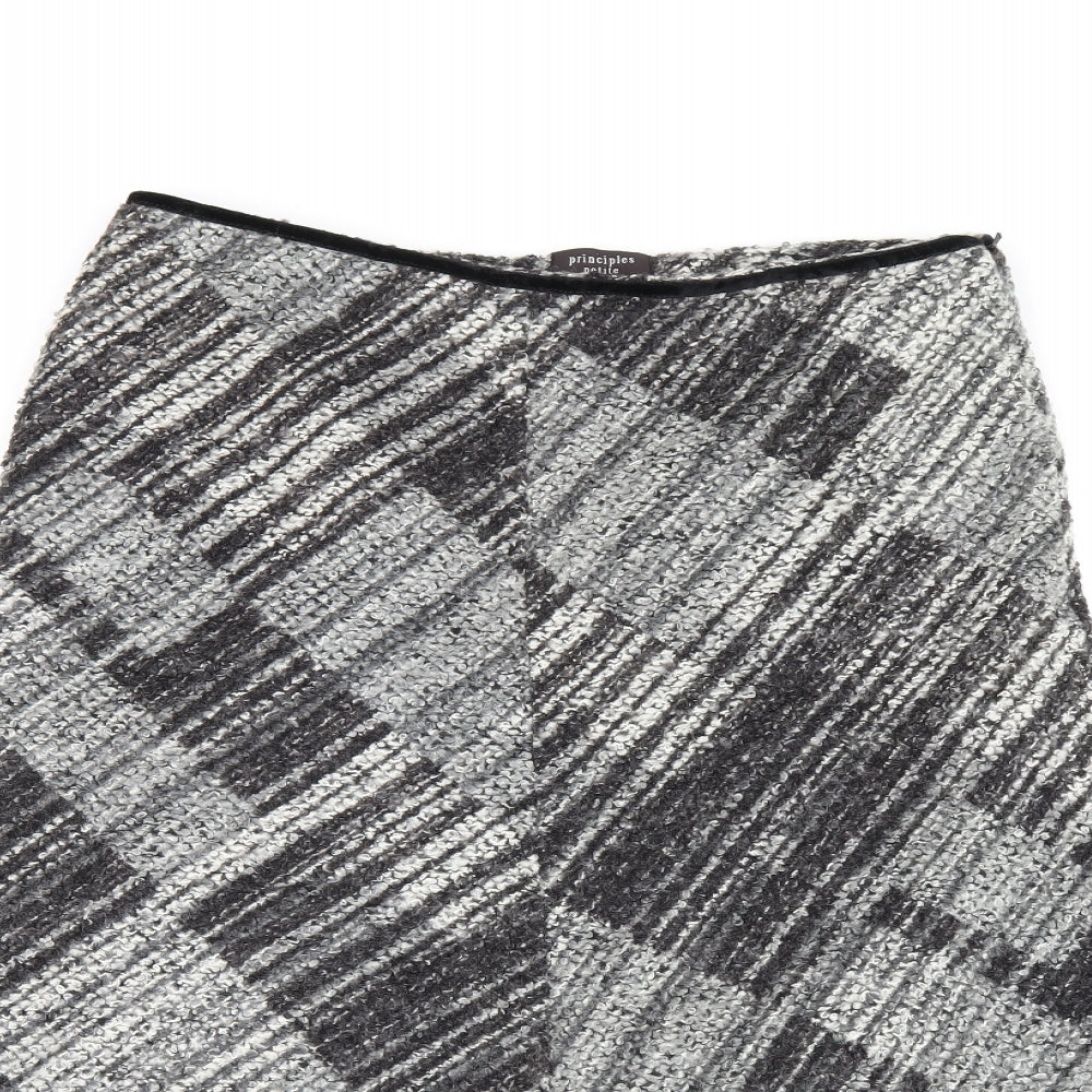 Principles Womens Grey Geometric Acrylic Flare Skirt Size 14 Zip