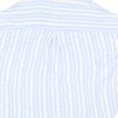 Warehouse Womens Blue Striped Viscose Basic T-Shirt Size 6 V-Neck