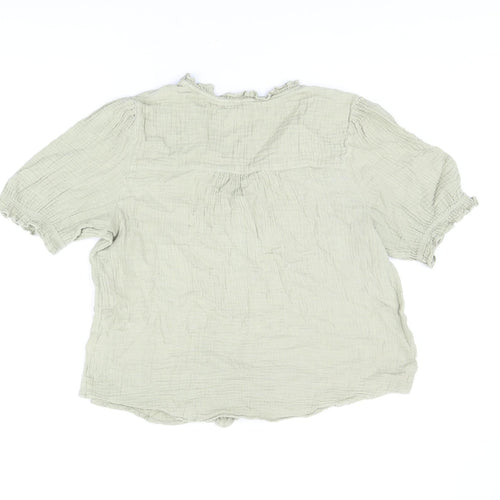 Per Una Womens Green Cotton Basic Button-Up Size 12 V-Neck