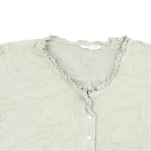 Per Una Womens Green Cotton Basic Button-Up Size 12 V-Neck