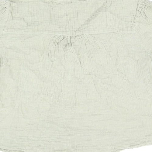 Per Una Womens Green Cotton Basic Button-Up Size 12 V-Neck