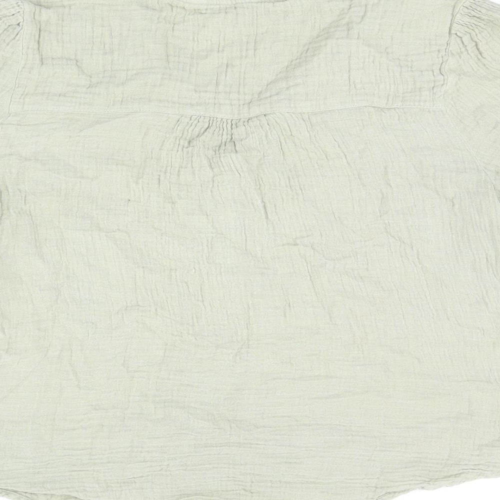 Per Una Womens Green Cotton Basic Button-Up Size 12 V-Neck