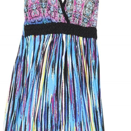 Stella Womens Multicoloured Geometric Polyester Maxi Size M V-Neck Pullover