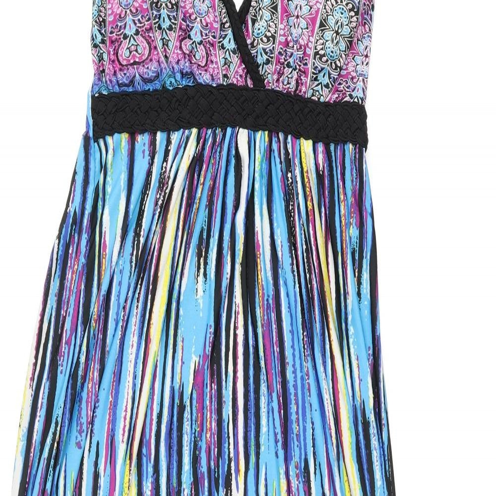 Stella Womens Multicoloured Geometric Polyester Maxi Size M V-Neck Pullover