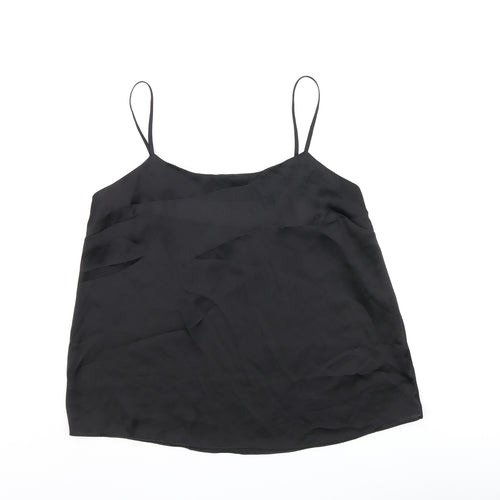 River Island Womens Black Polyester Camisole T-Shirt Size 12 Scoop Neck