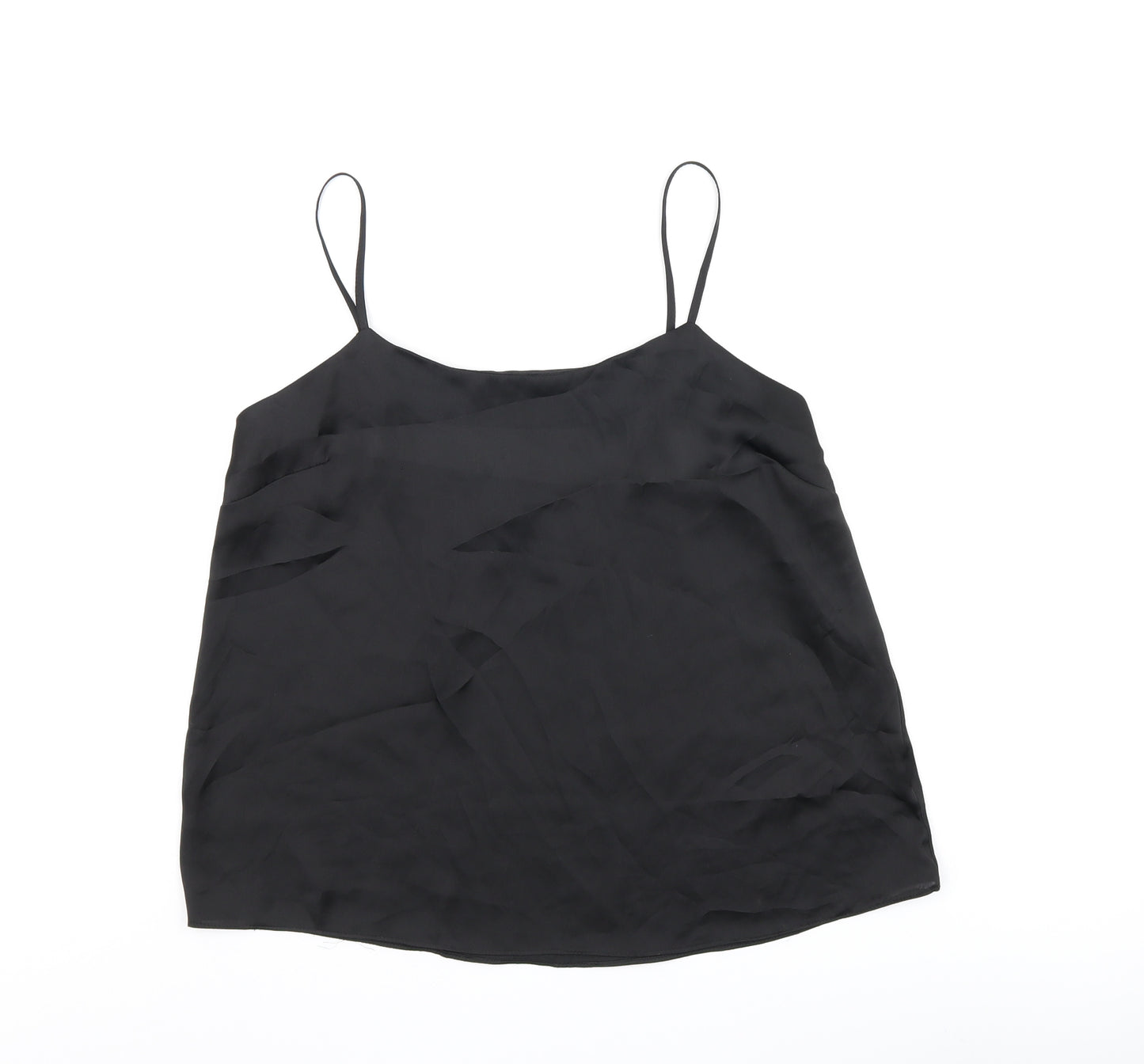 River Island Womens Black Polyester Camisole T-Shirt Size 12 Scoop Neck