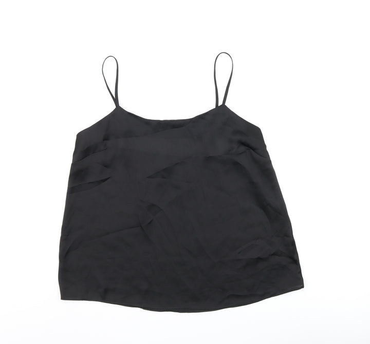 River Island Womens Black Polyester Camisole T-Shirt Size 12 Scoop Neck