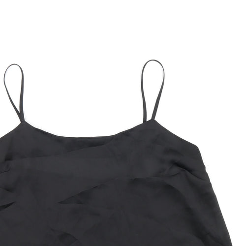 River Island Womens Black Polyester Camisole T-Shirt Size 12 Scoop Neck
