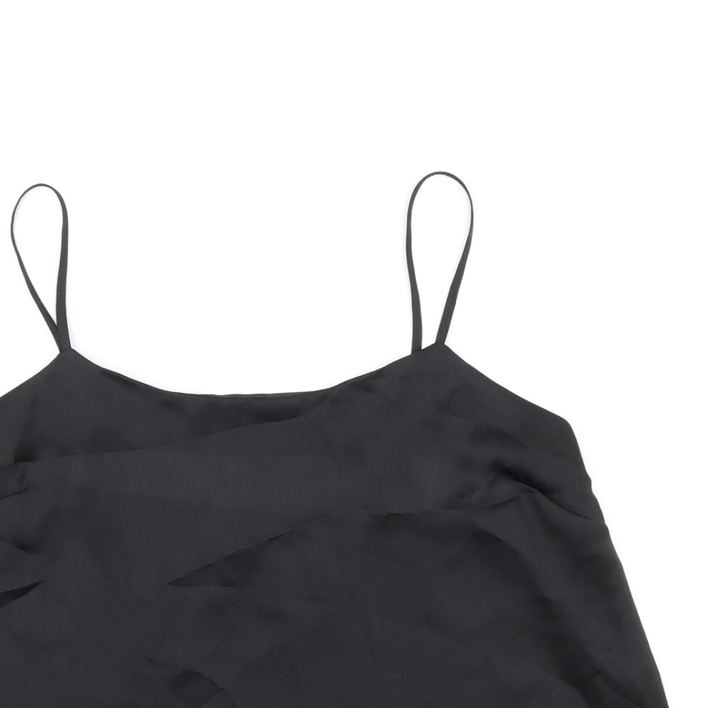 River Island Womens Black Polyester Camisole T-Shirt Size 12 Scoop Neck