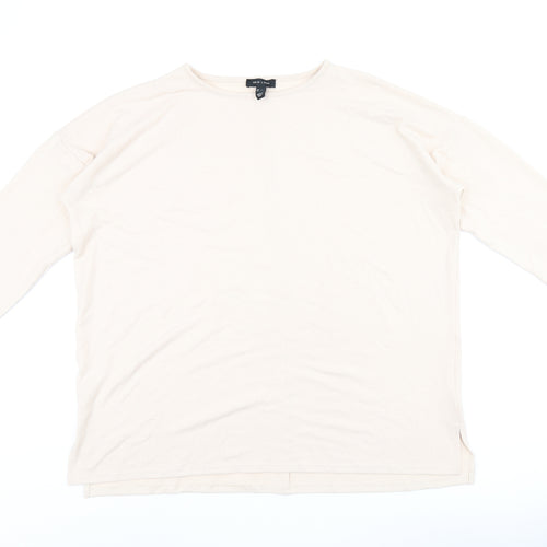 New Look Womens Pink Polyester Basic T-Shirt Size L Round Neck