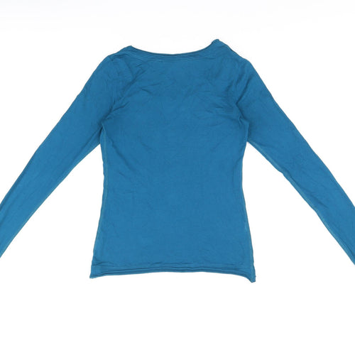 Cora Kemperman Womens Blue Cotton Basic T-Shirt Size XS Round Neck