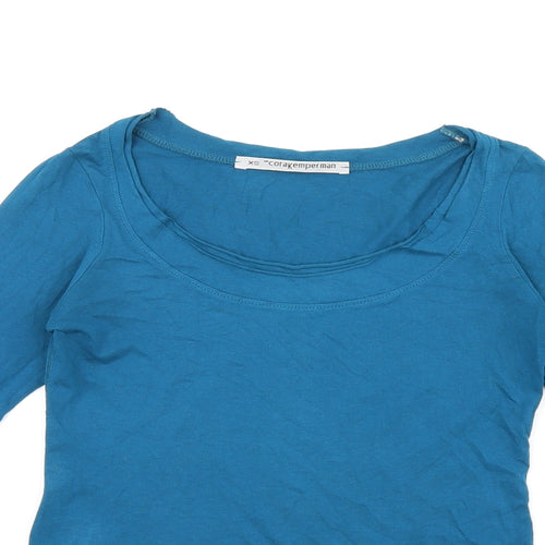 Cora Kemperman Womens Blue Cotton Basic T-Shirt Size XS Round Neck