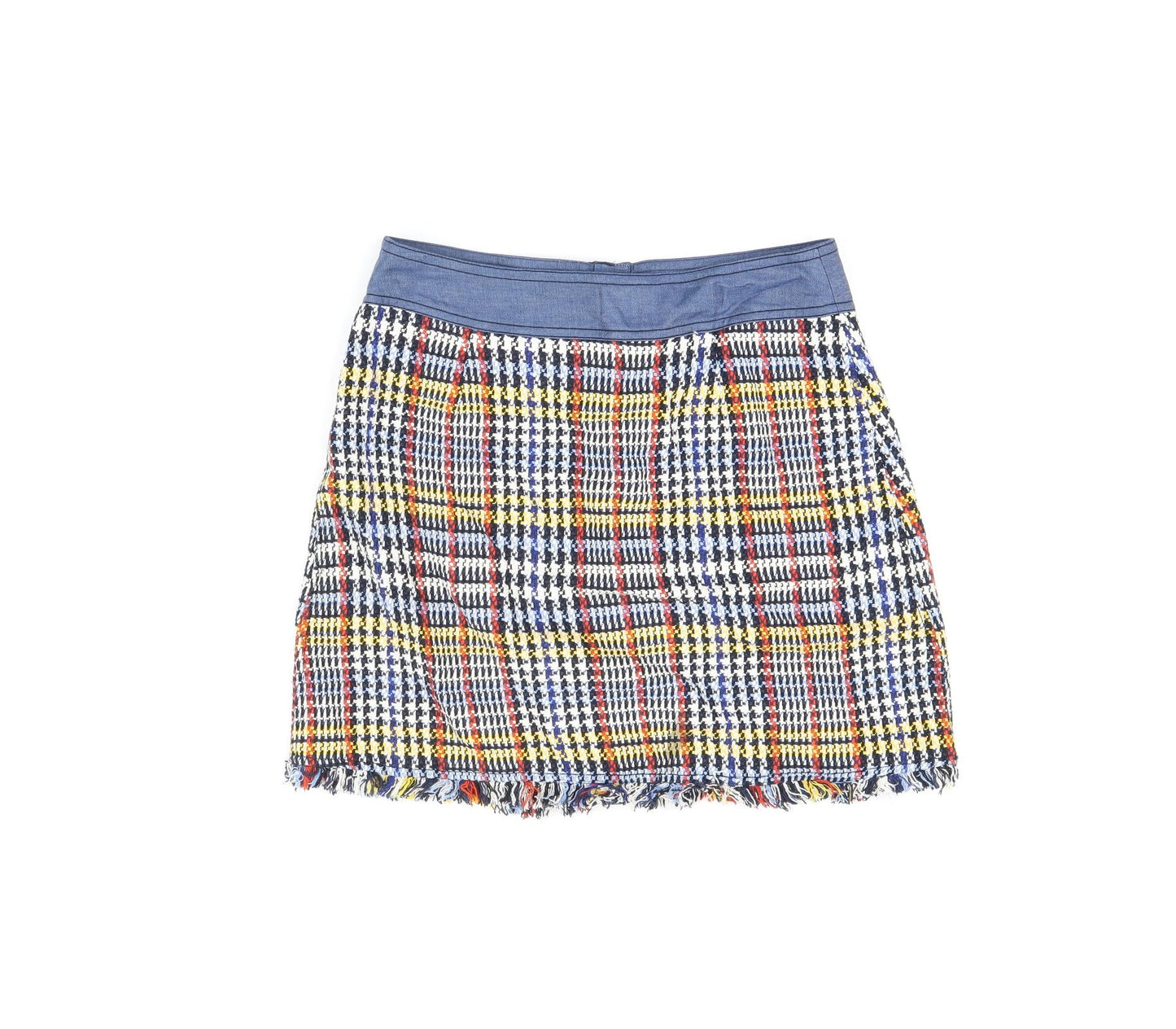 Zara Womens Multicoloured Geometric Cotton Mini Skirt Size S Snap