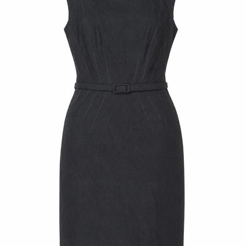 Marks and Spencer Womens Grey Polyester Ball Gown Size 12 Boat Neck Zip - Belted