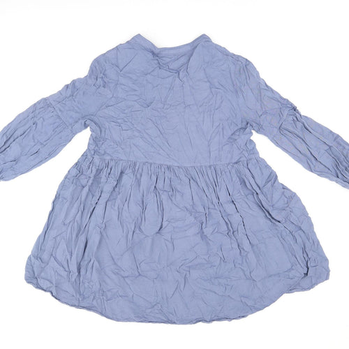 Glamorous Womens Blue Viscose Shift Size 12 V-Neck Button