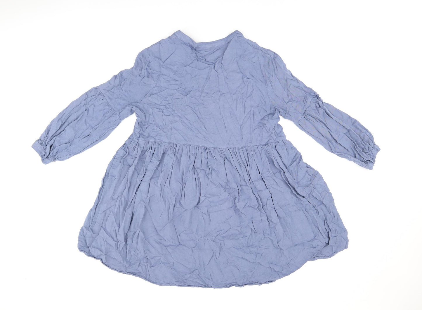 Glamorous Womens Blue Viscose Shift Size 12 V-Neck Button
