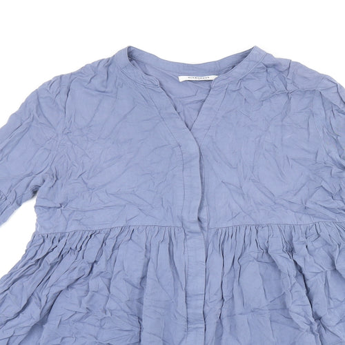 Glamorous Womens Blue Viscose Shift Size 12 V-Neck Button