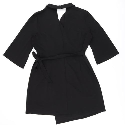 ASOS Womens Black Polyester Wrap Dress Size 18 V-Neck Tie