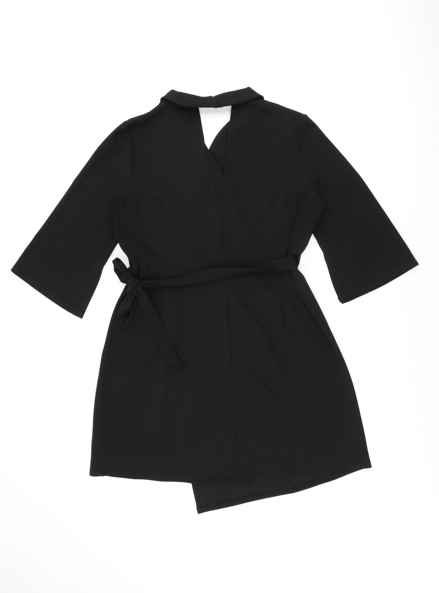 ASOS Womens Black Polyester Wrap Dress Size 18 V-Neck Tie