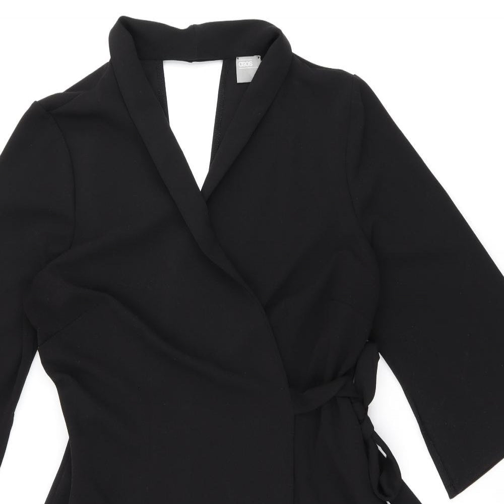 ASOS Womens Black Polyester Wrap Dress Size 18 V-Neck Tie