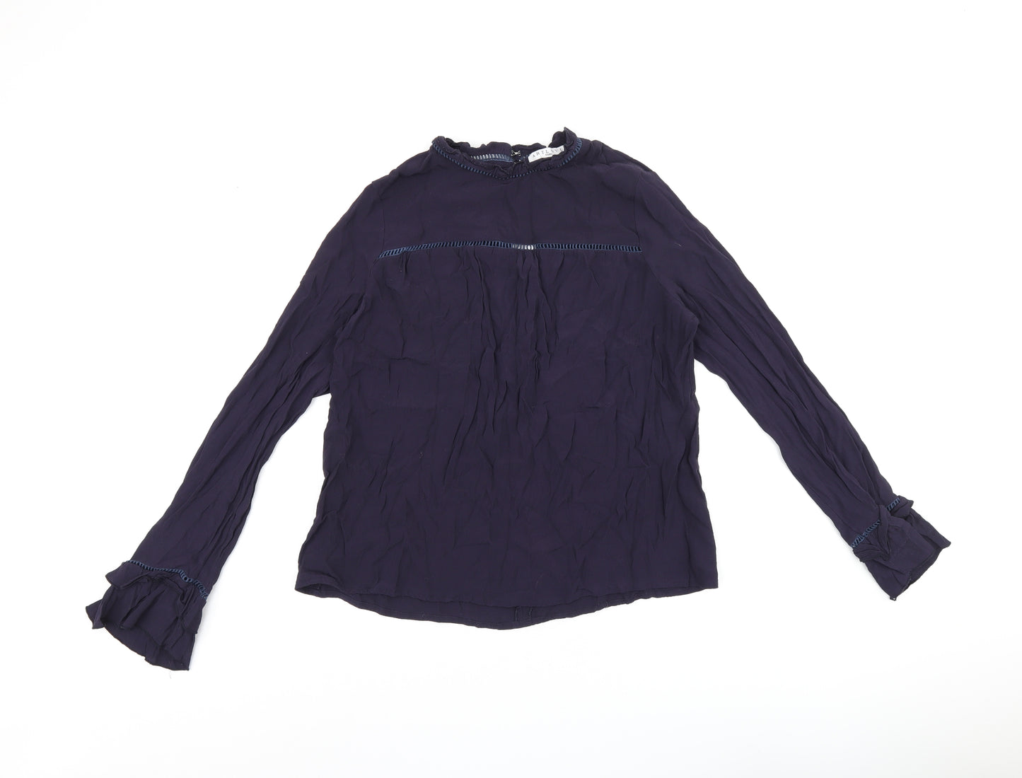 Art Love Womens Blue Viscose Basic T-Shirt Size L Round Neck