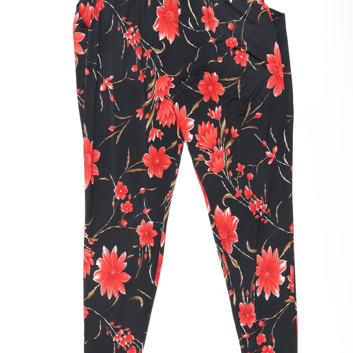Justbeyou Womens Black Floral Polyester Bloomer Trousers Size S L29 in Regular