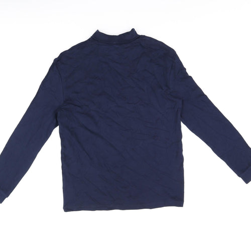 Marks and Spencer Girls Blue Cotton Basic T-Shirt Size 12-13 Years High Neck Pullover