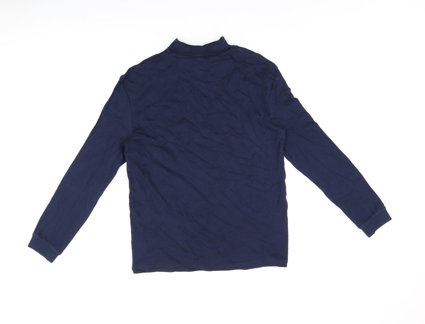 Marks and Spencer Girls Blue Cotton Basic T-Shirt Size 12-13 Years High Neck Pullover