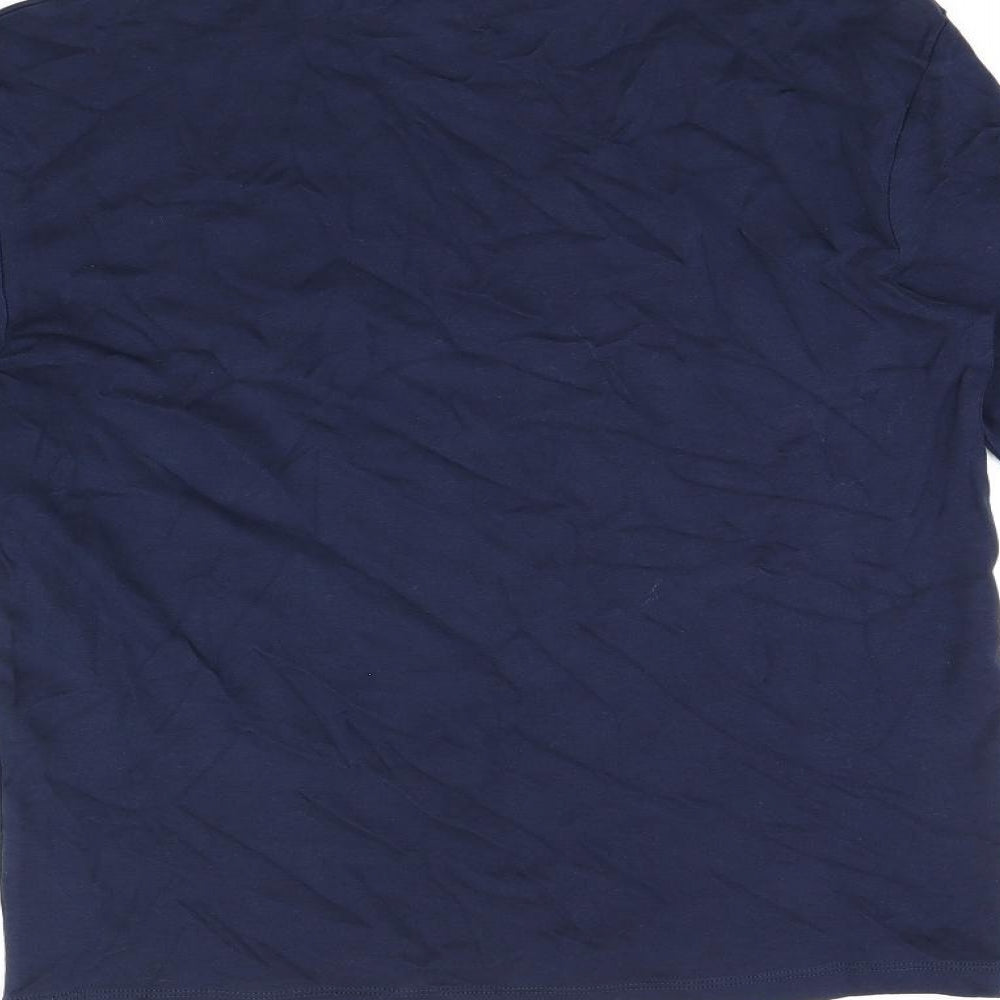 Marks and Spencer Girls Blue Cotton Basic T-Shirt Size 12-13 Years High Neck Pullover