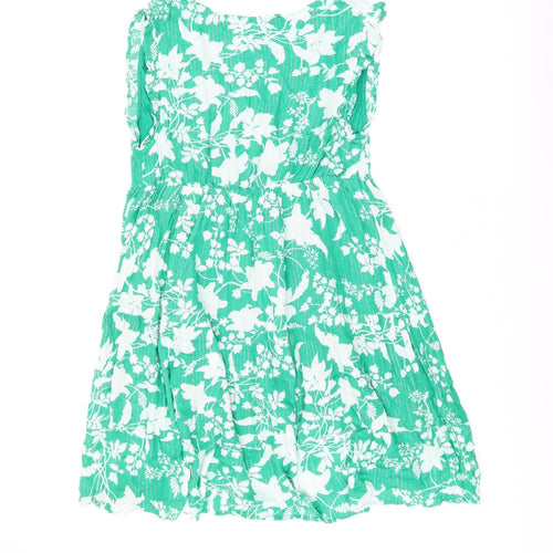 Goa Womens Green Floral Viscose Shift Size S V-Neck Pullover