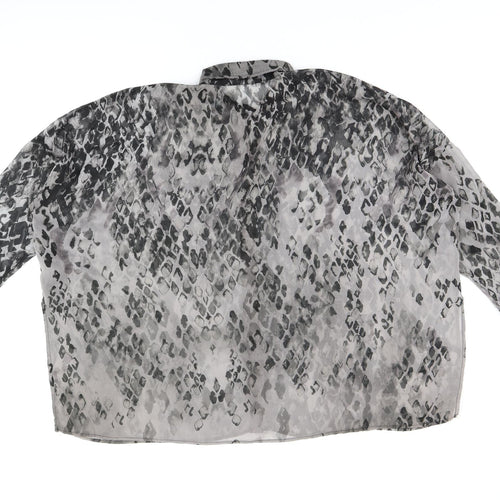 Religion Womens Grey Geometric Polyester Basic Button-Up Size 8 Collared