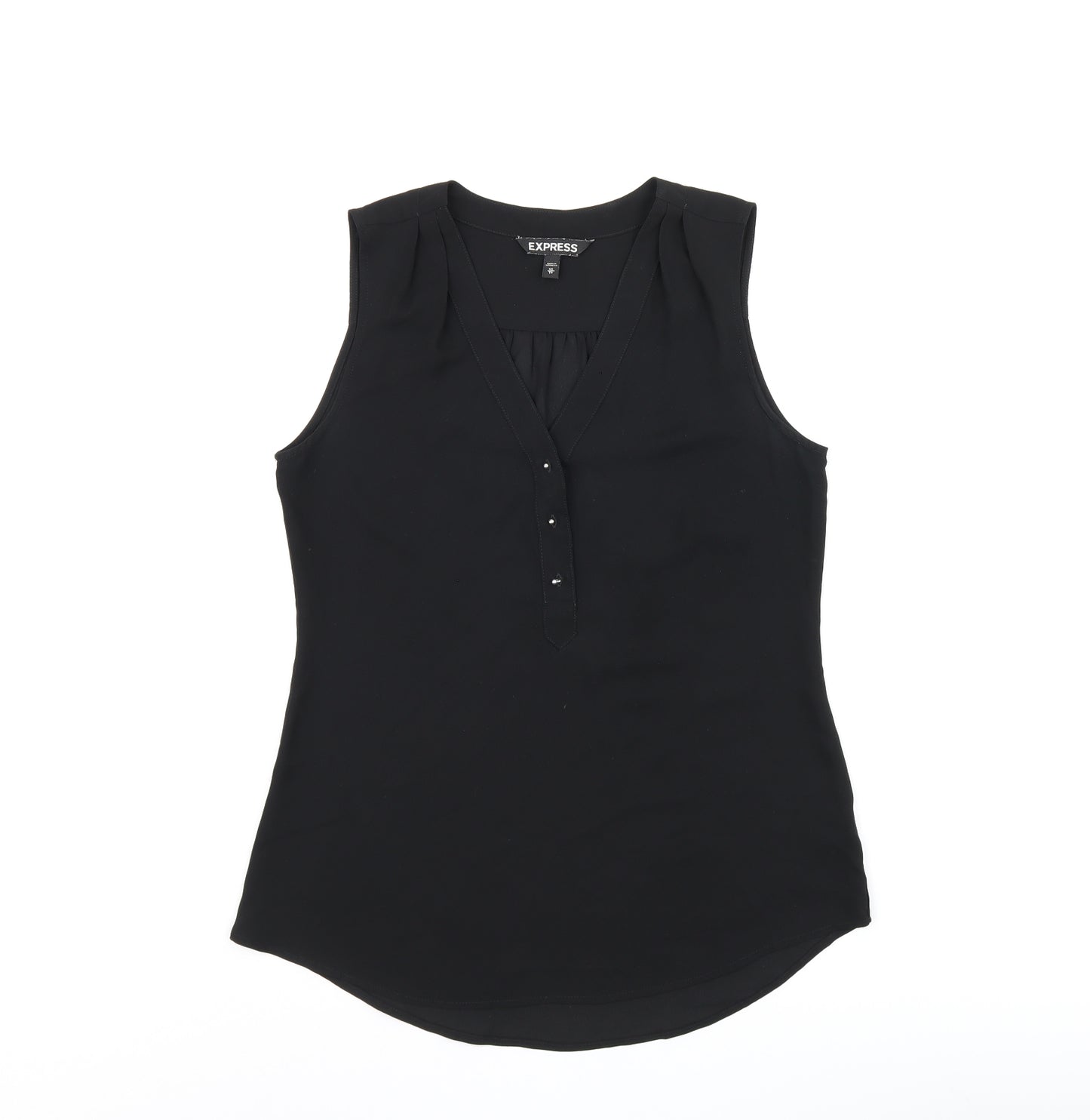 Express Womens Black Polyester Basic T-Shirt Size XS V-Neck