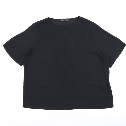 Marks and Spencer Womens Black Polyester Basic T-Shirt Size 18 Round Neck