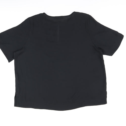 Marks and Spencer Womens Black Polyester Basic T-Shirt Size 18 Round Neck