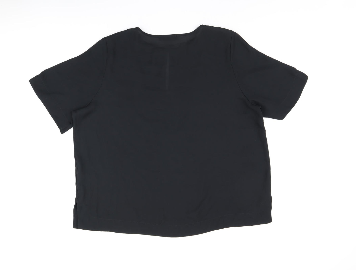 Marks and Spencer Womens Black Polyester Basic T-Shirt Size 18 Round Neck