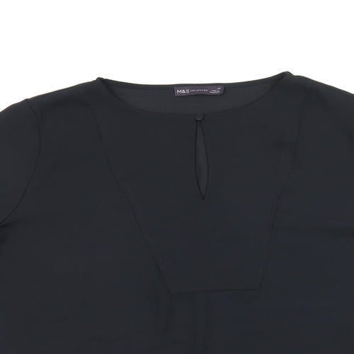 Marks and Spencer Womens Black Polyester Basic T-Shirt Size 18 Round Neck