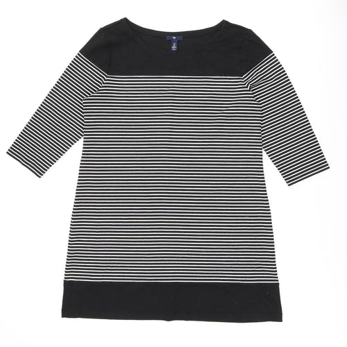 Gap Womens Black Striped Polyester Shift Size XL Boat Neck Pullover