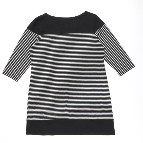 Gap Womens Black Striped Polyester Shift Size XL Boat Neck Pullover